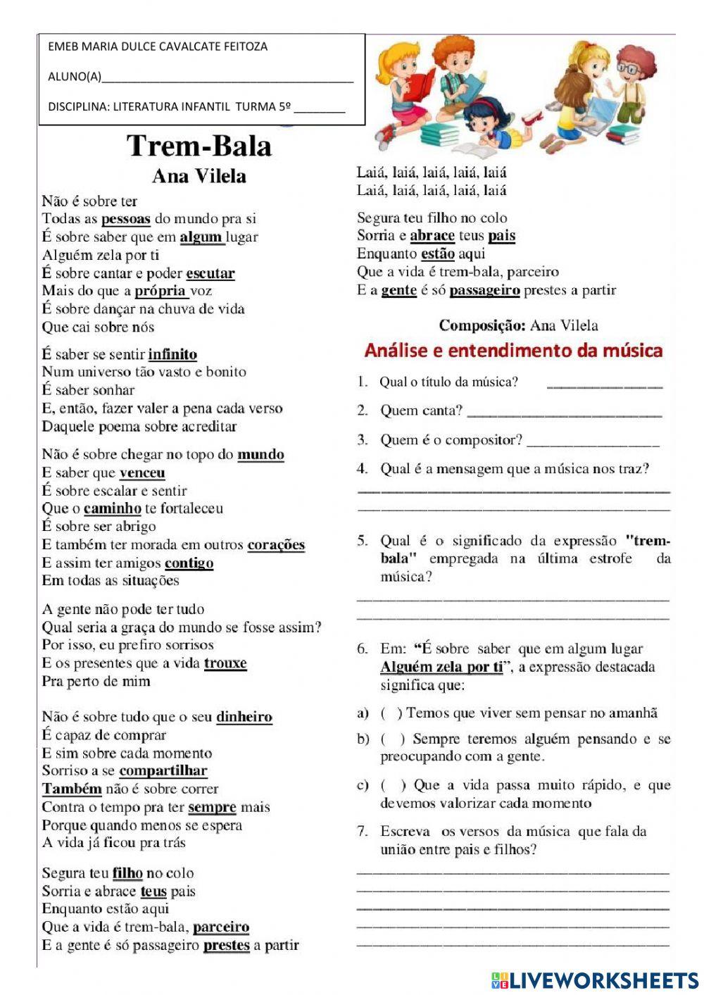 Interpretação de texto: trem-bala