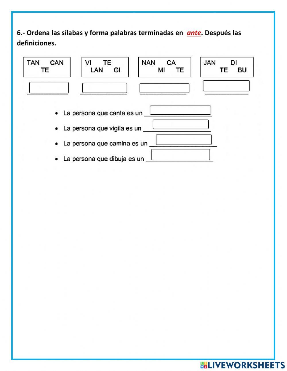 Control de Sufijos y Prefijos
