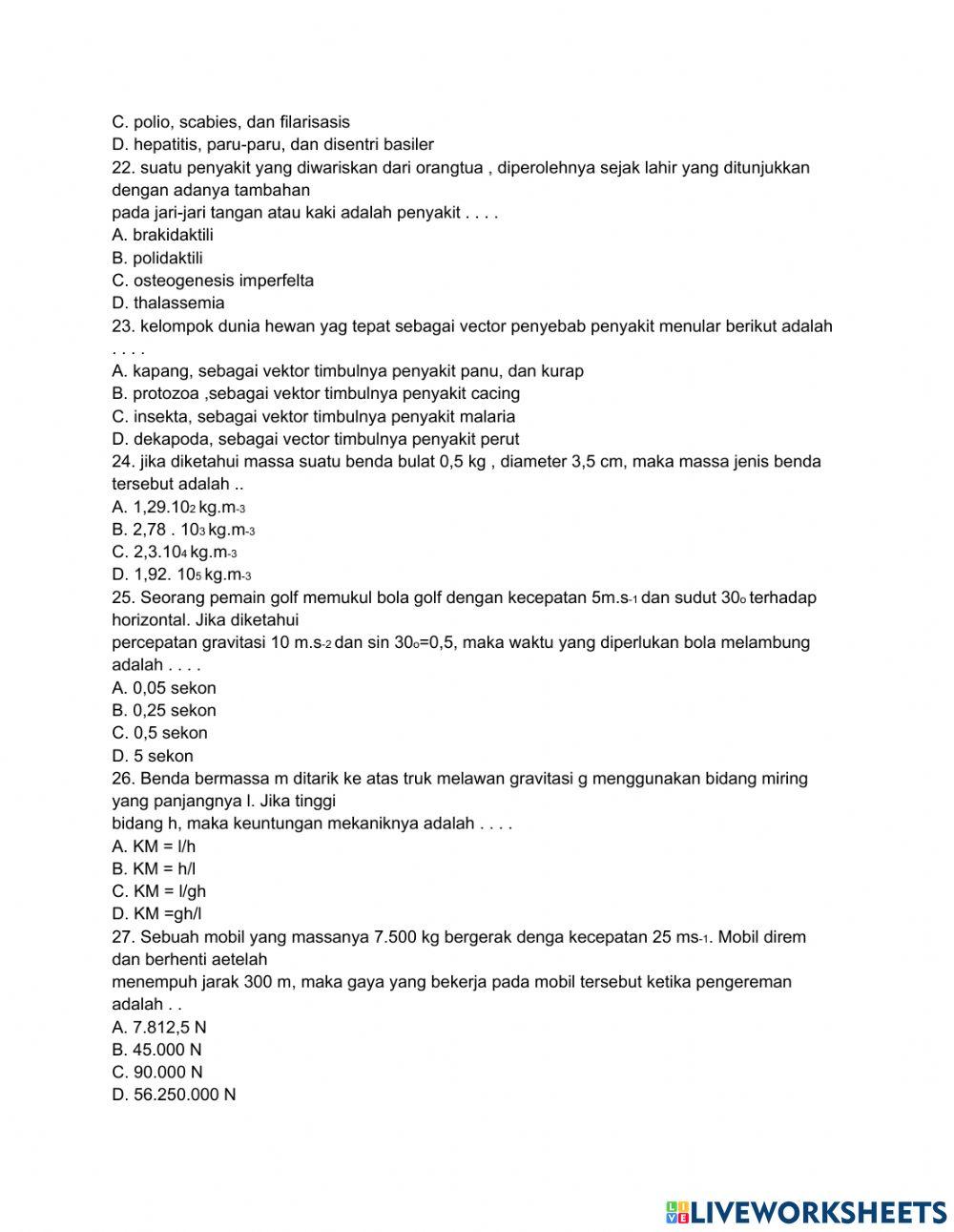 Pos tes ujian konsep dasar ipa sd