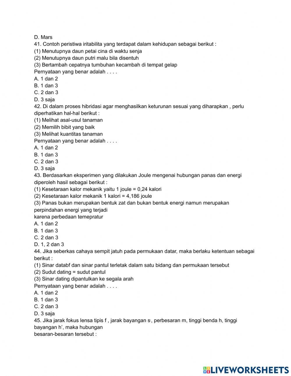 Pos tes ujian konsep dasar ipa sd