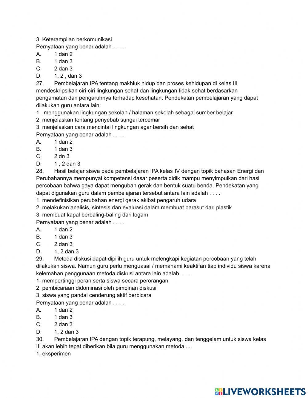 Pos tes ujian pembelajaran ipa sd