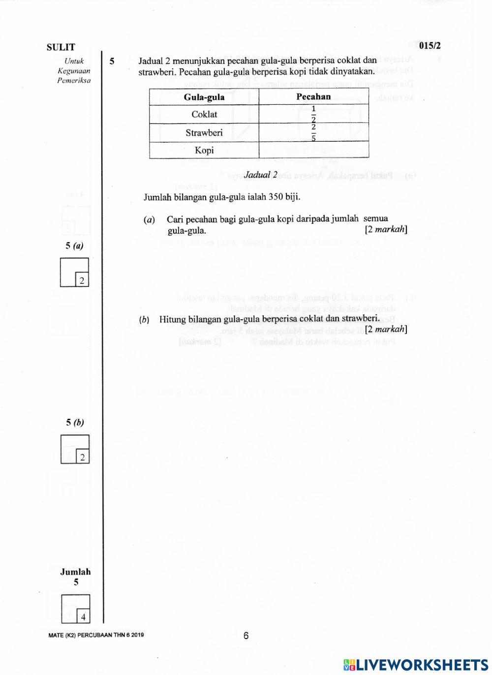 Percubaan matematik tahun 6