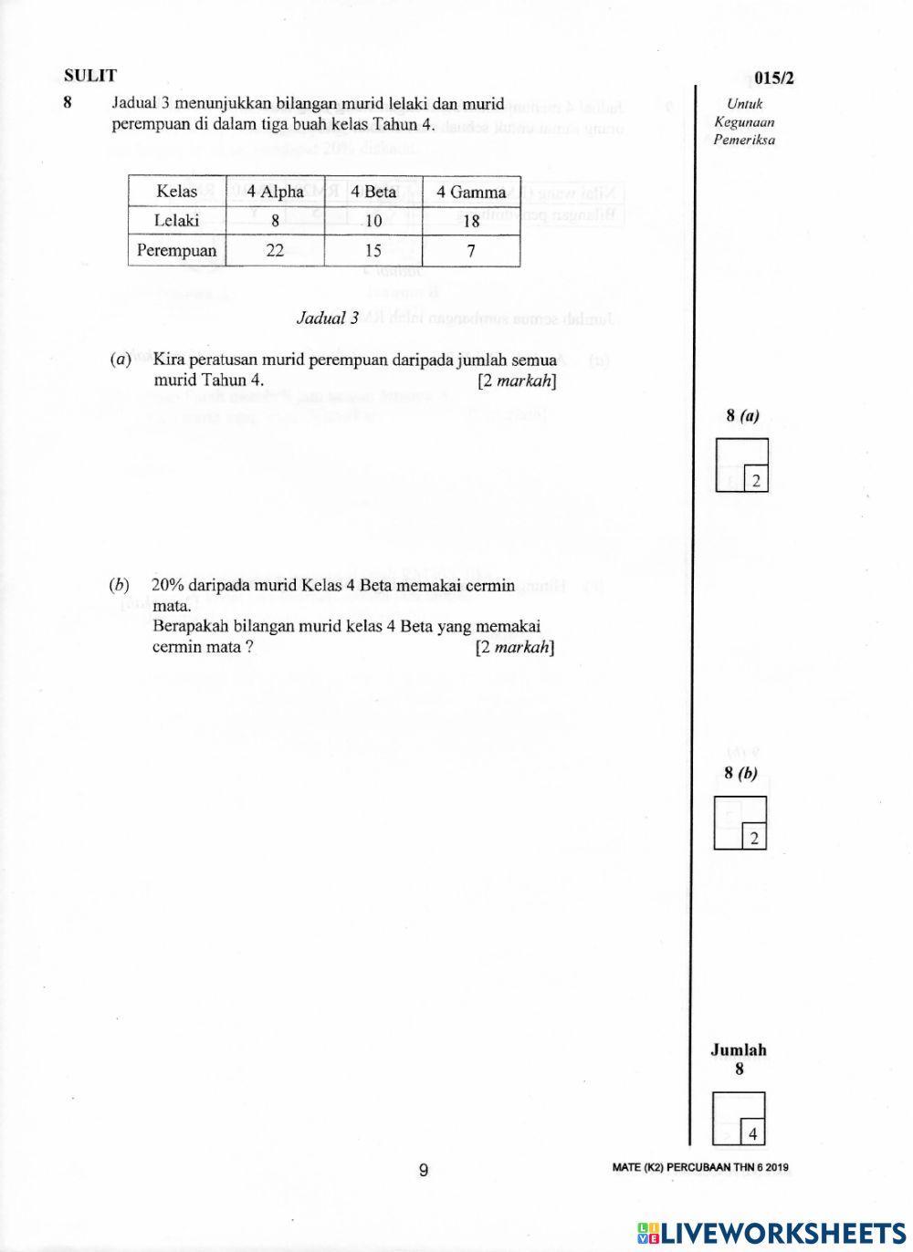 Percubaan matematik tahun 6
