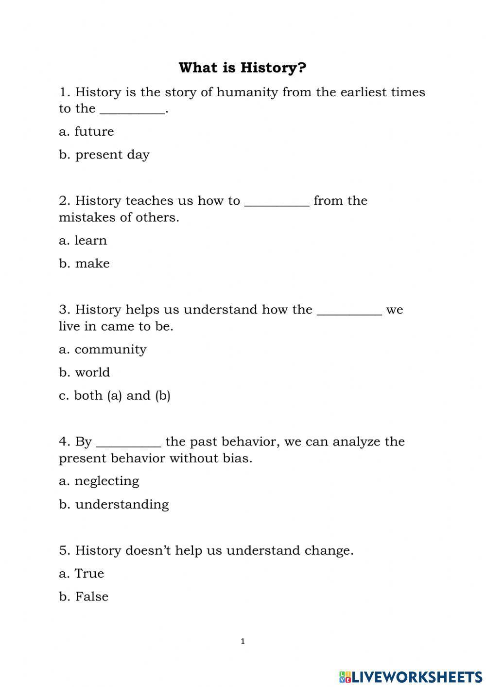 What is History? worksheet | Live Worksheets What is History? worksheet | Live Worksheets