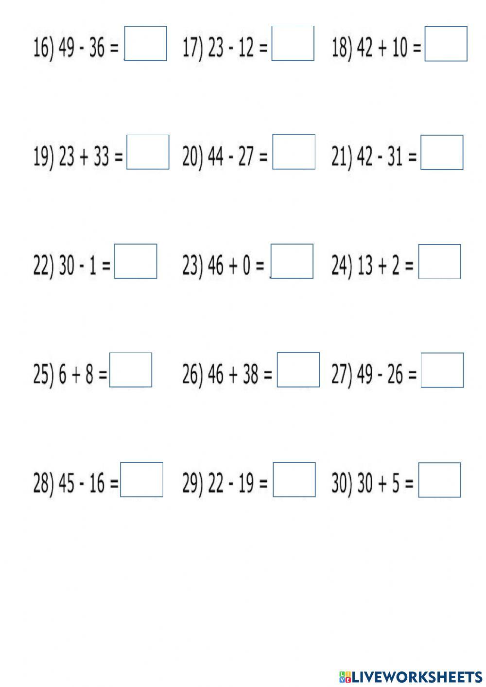 二年级整数加减