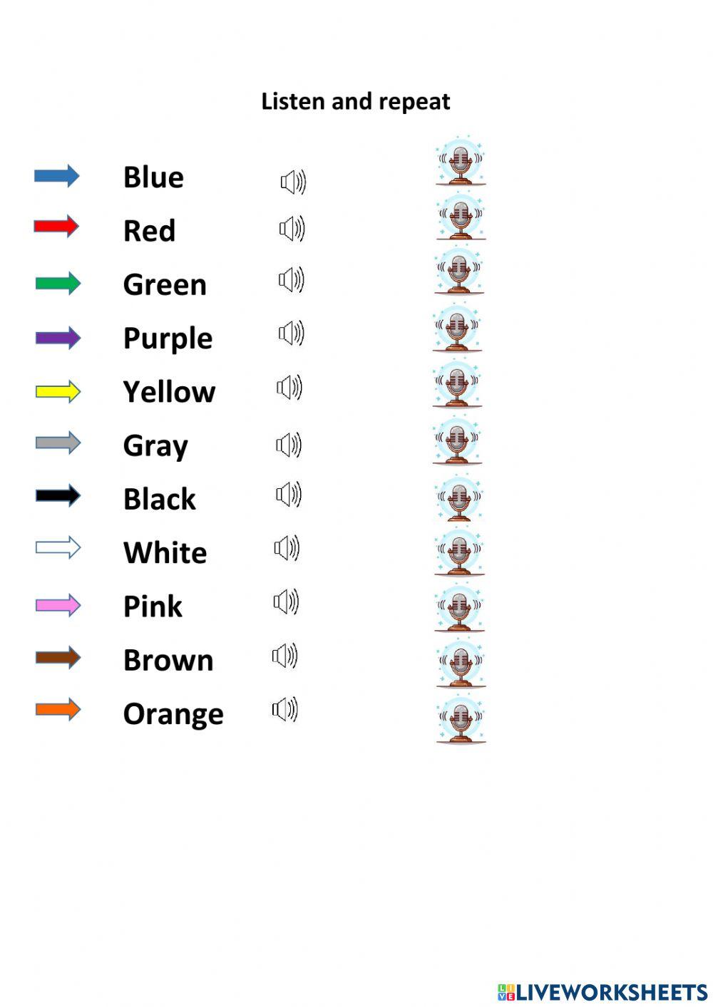 Colors online exercise for Grade1 | Live Worksheets