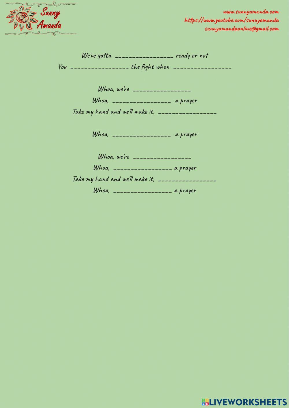 Music Lyrics - Verbs with Prepositions - Expressions - Bon Jovi - Living on Prayer