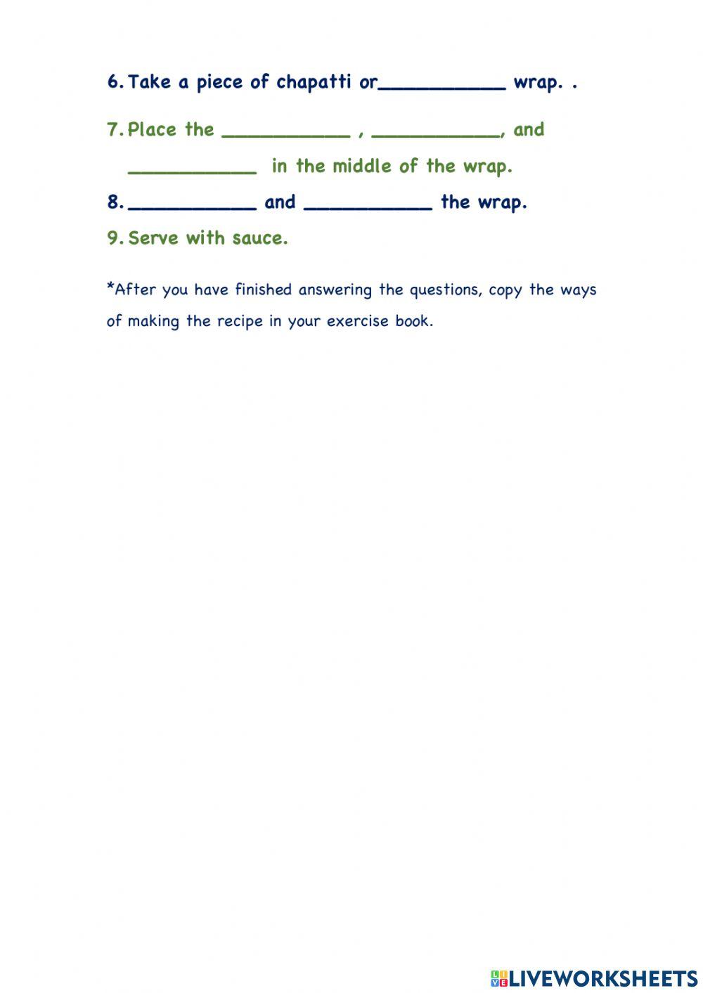 Unit 7: Writing a recipe