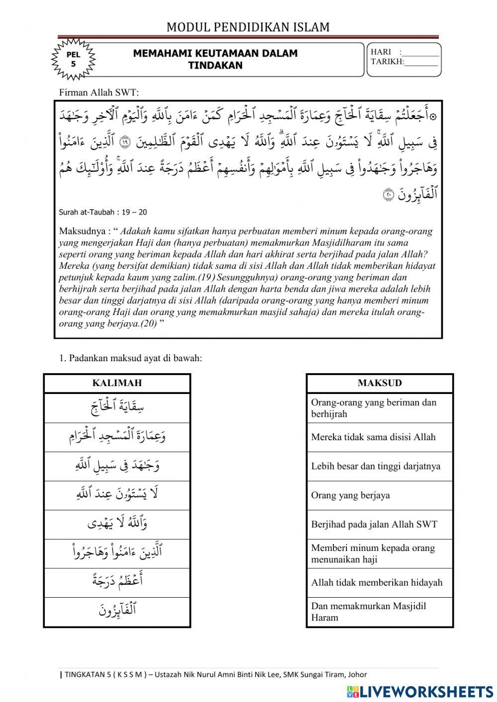 Pel 5:memahami keutamaan dalam tindakan