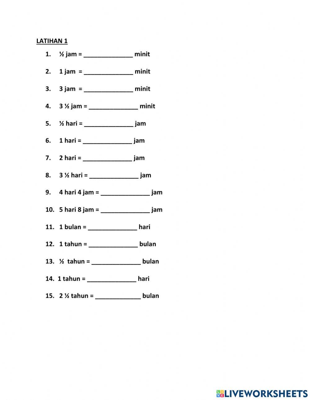 Masa dan waktu tahun 5