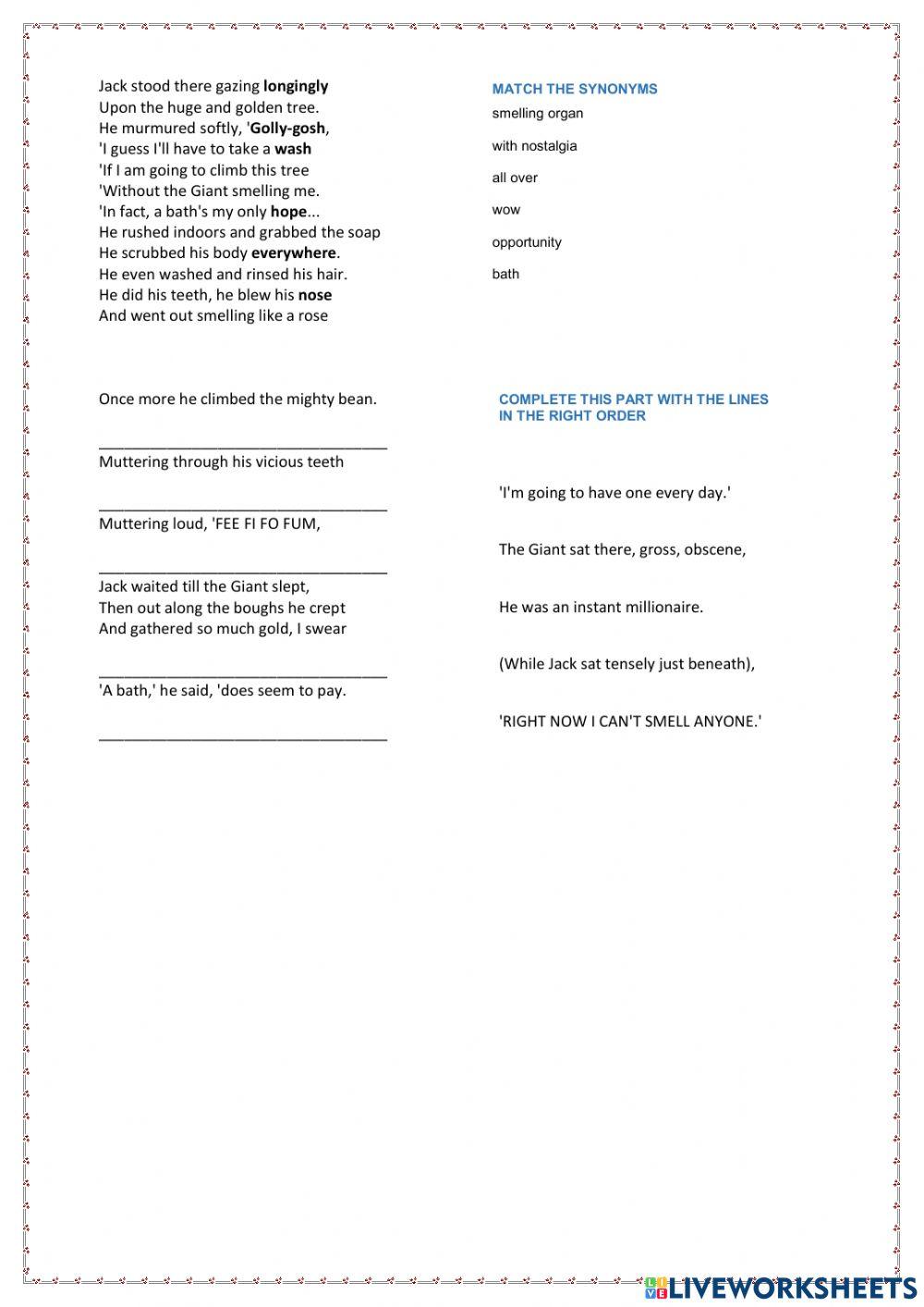 Jack and the Beanstalk, by Roald Dahl