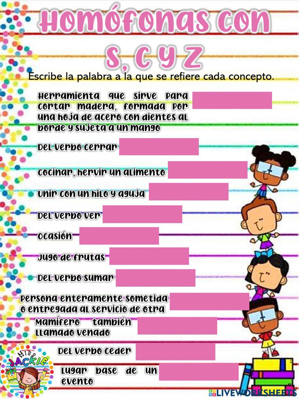 Homófonas con s, c y z