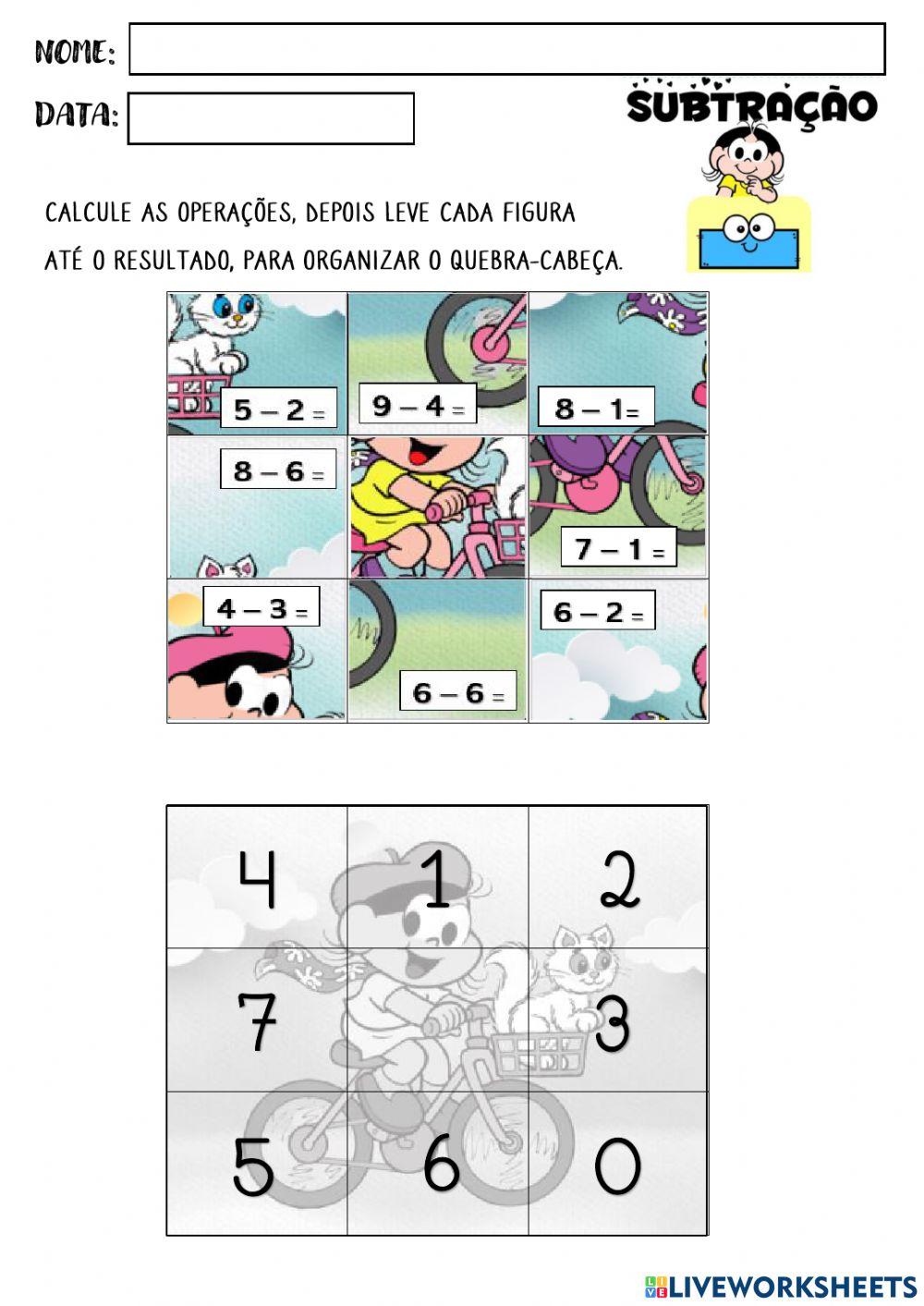 Quebra-cabeça da Subtração