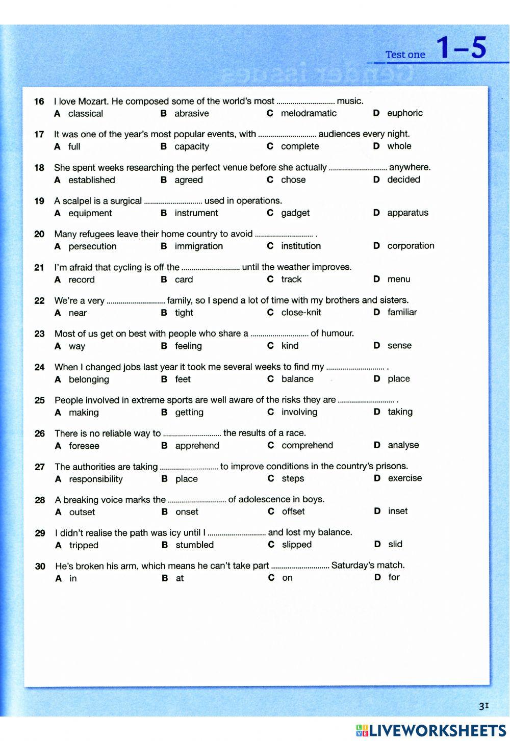ADVANCED VOCABU… | Free Interactive Worksheets | 6631474