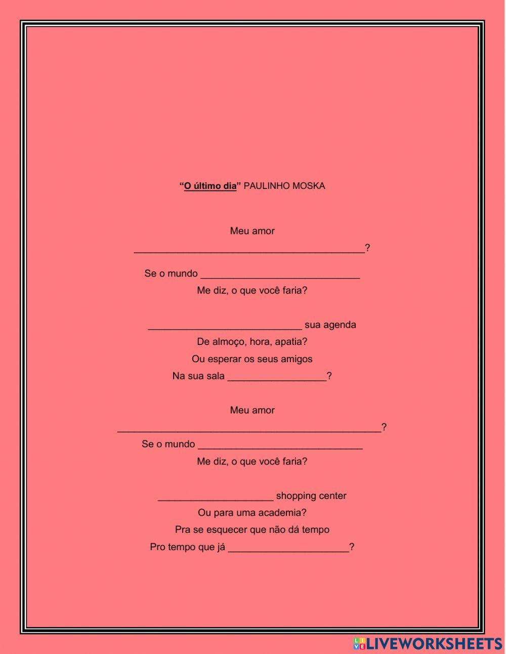 O último dia - Paulinho Moska