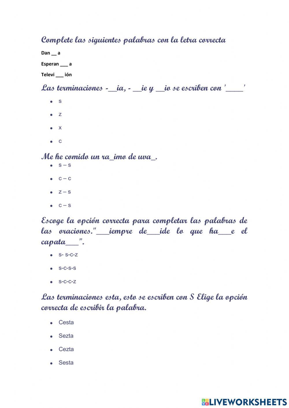 Ortografía uso de la S en palabras terminadas en SIVO - SIVA