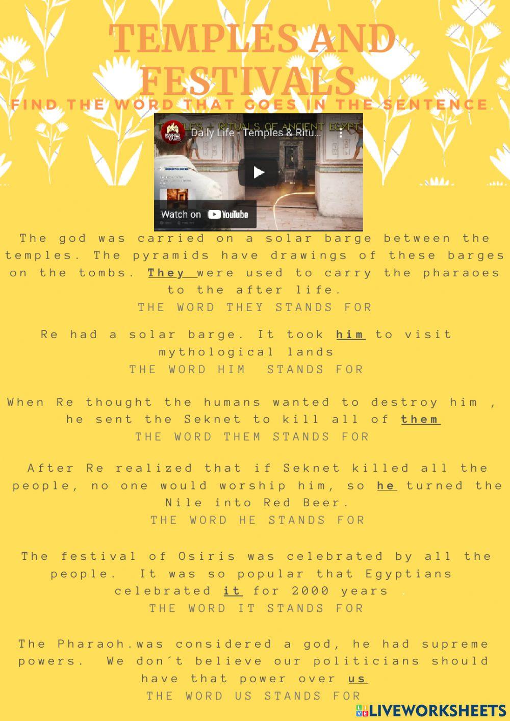 Egyptians - Pronouns and Possesive adjectives