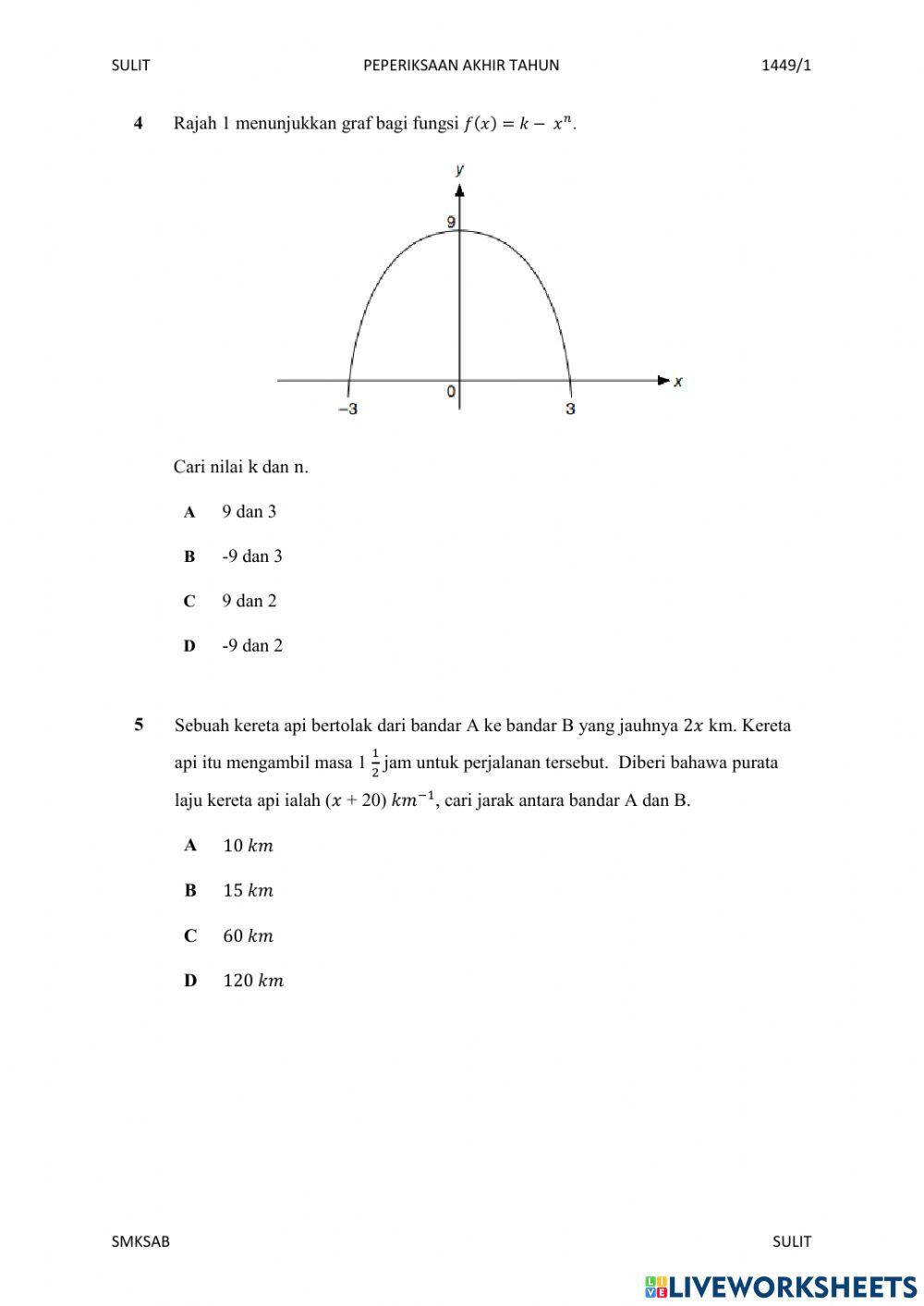 Ulangkaji matematik tingkatan 4