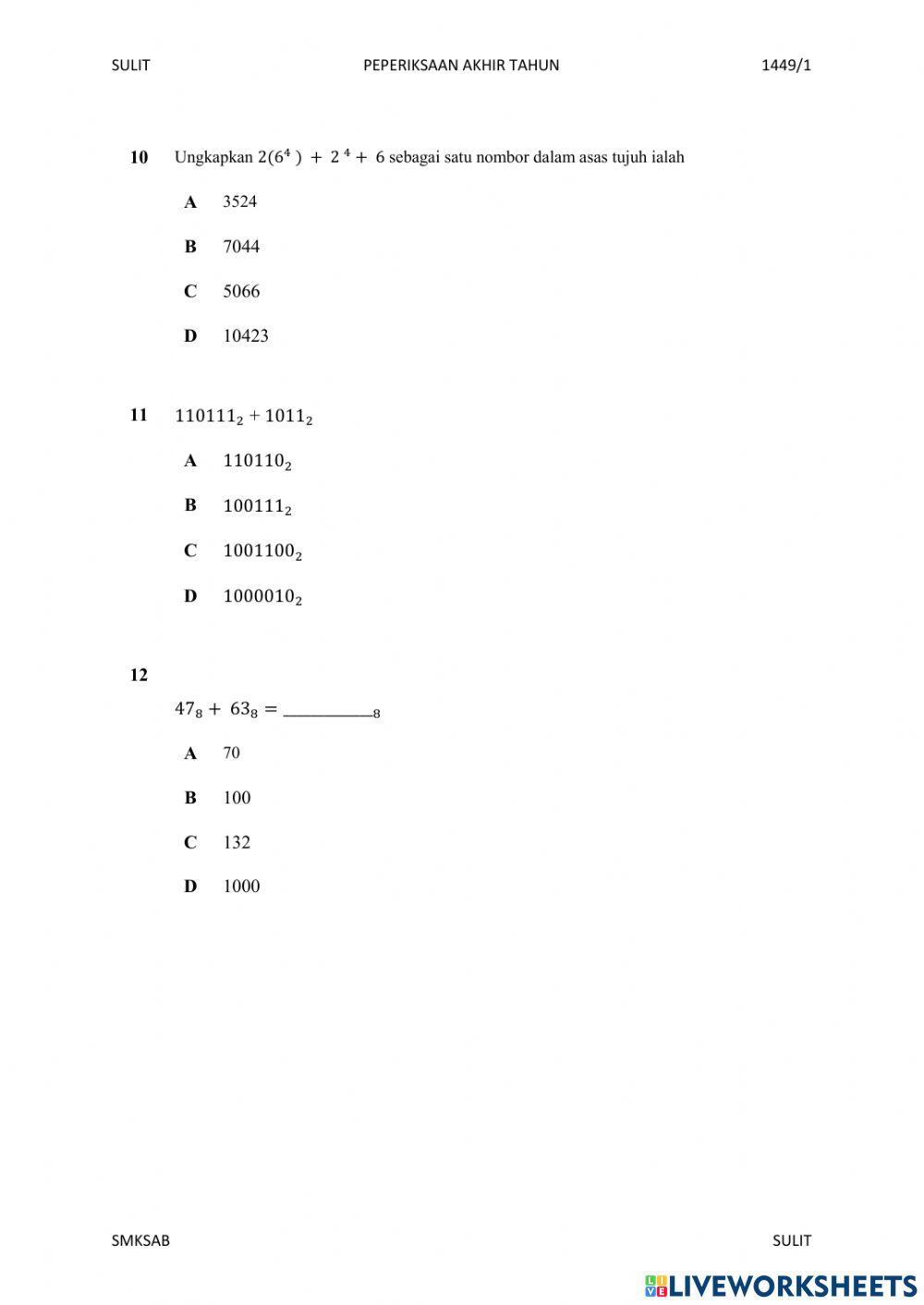 Ulangkaji matematik tingkatan 4