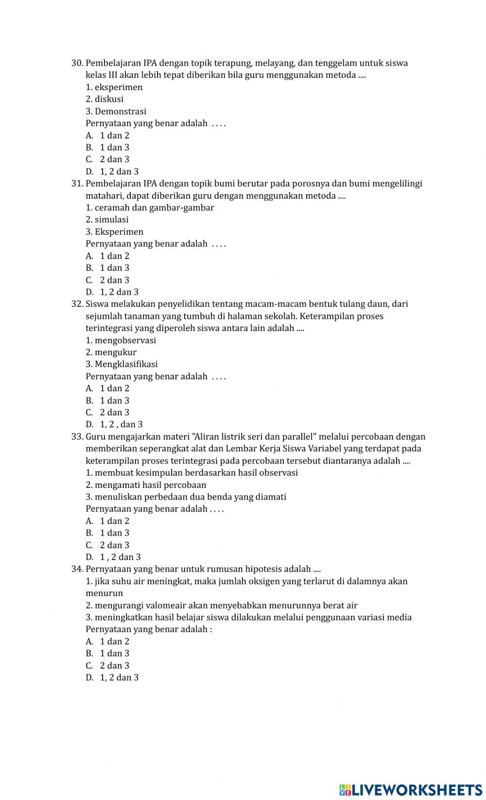 Pos tes pembelajaran ipa sd