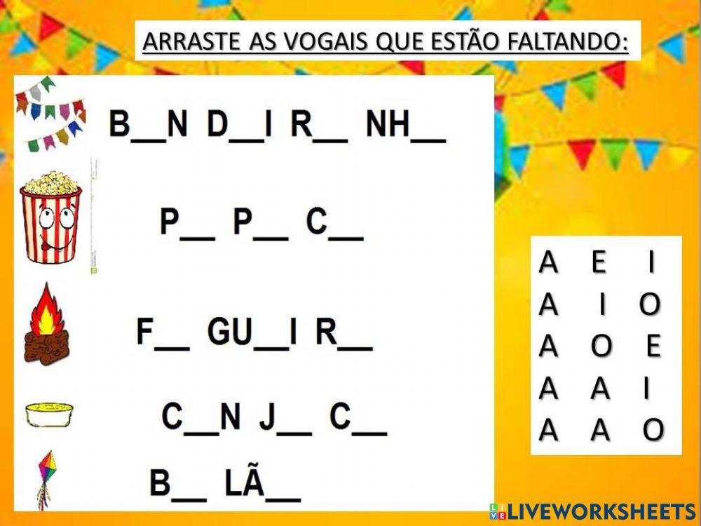 Arraste as vogais - Festa Junina