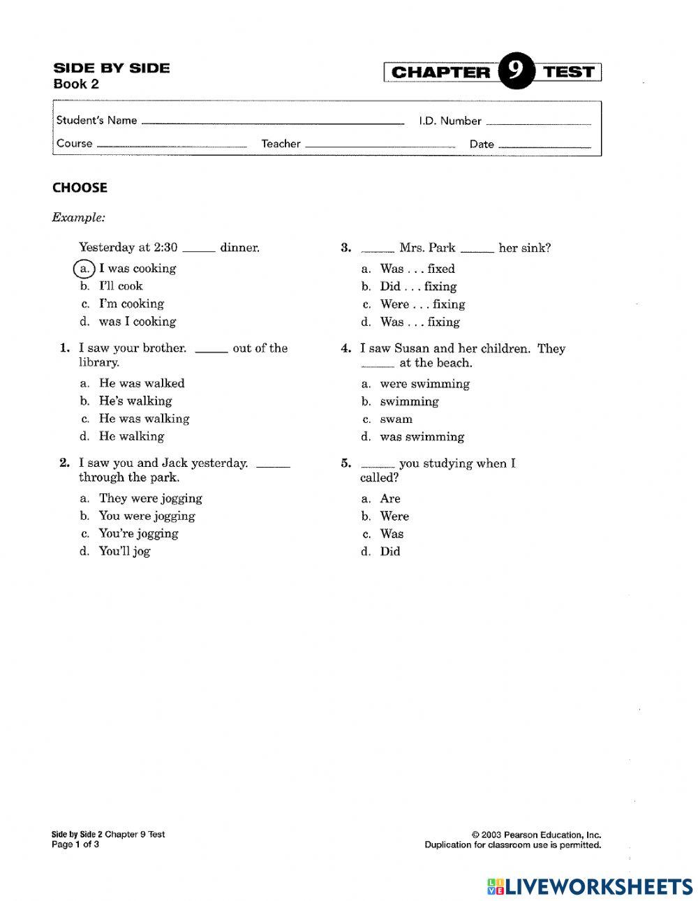 3084725 side by side 2 chapter 9 test teacher tara