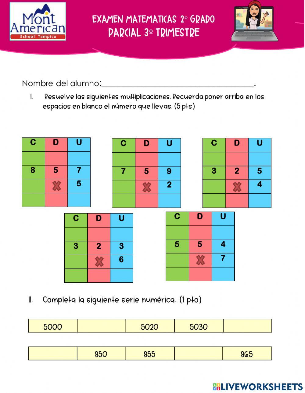 Examen 2° Matemáticas