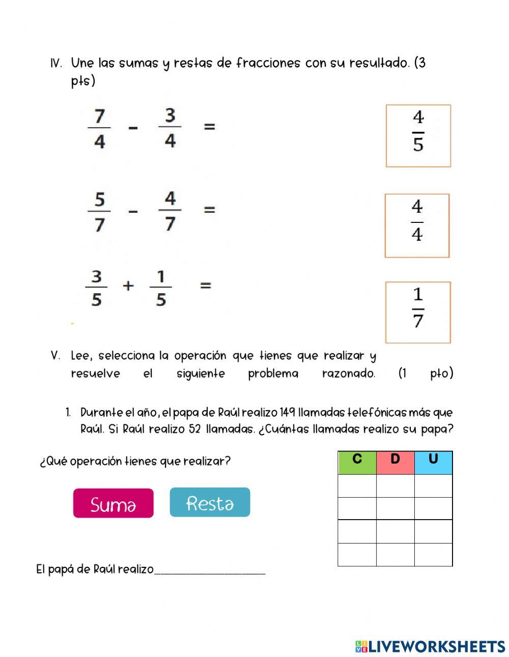 Examen 2° Matemáticas