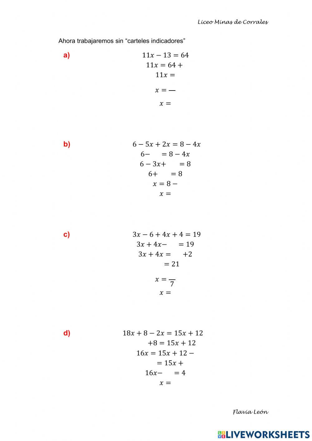 Ecuaciones de primer grado con una incógnita