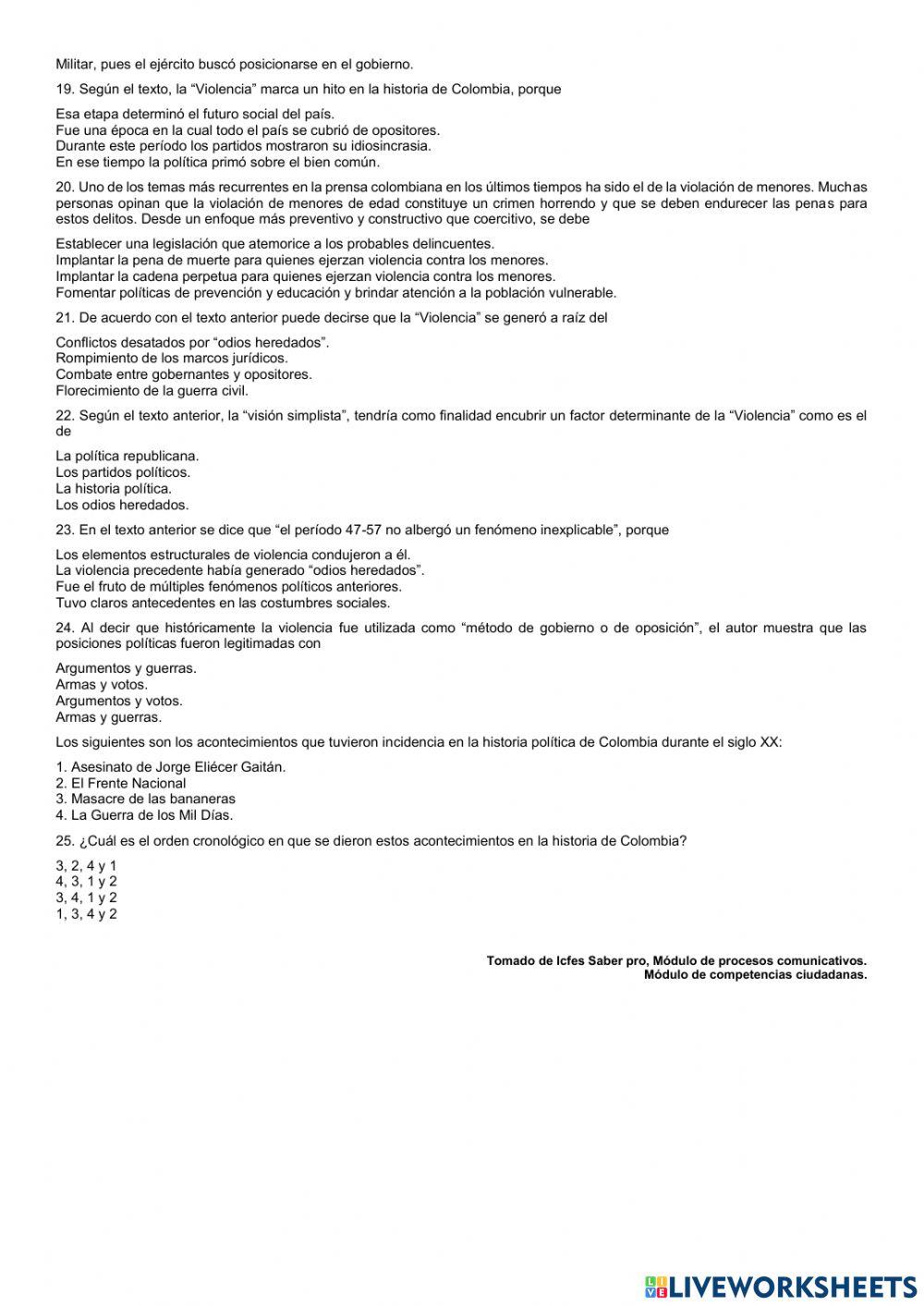 Colombia en el siglo XX