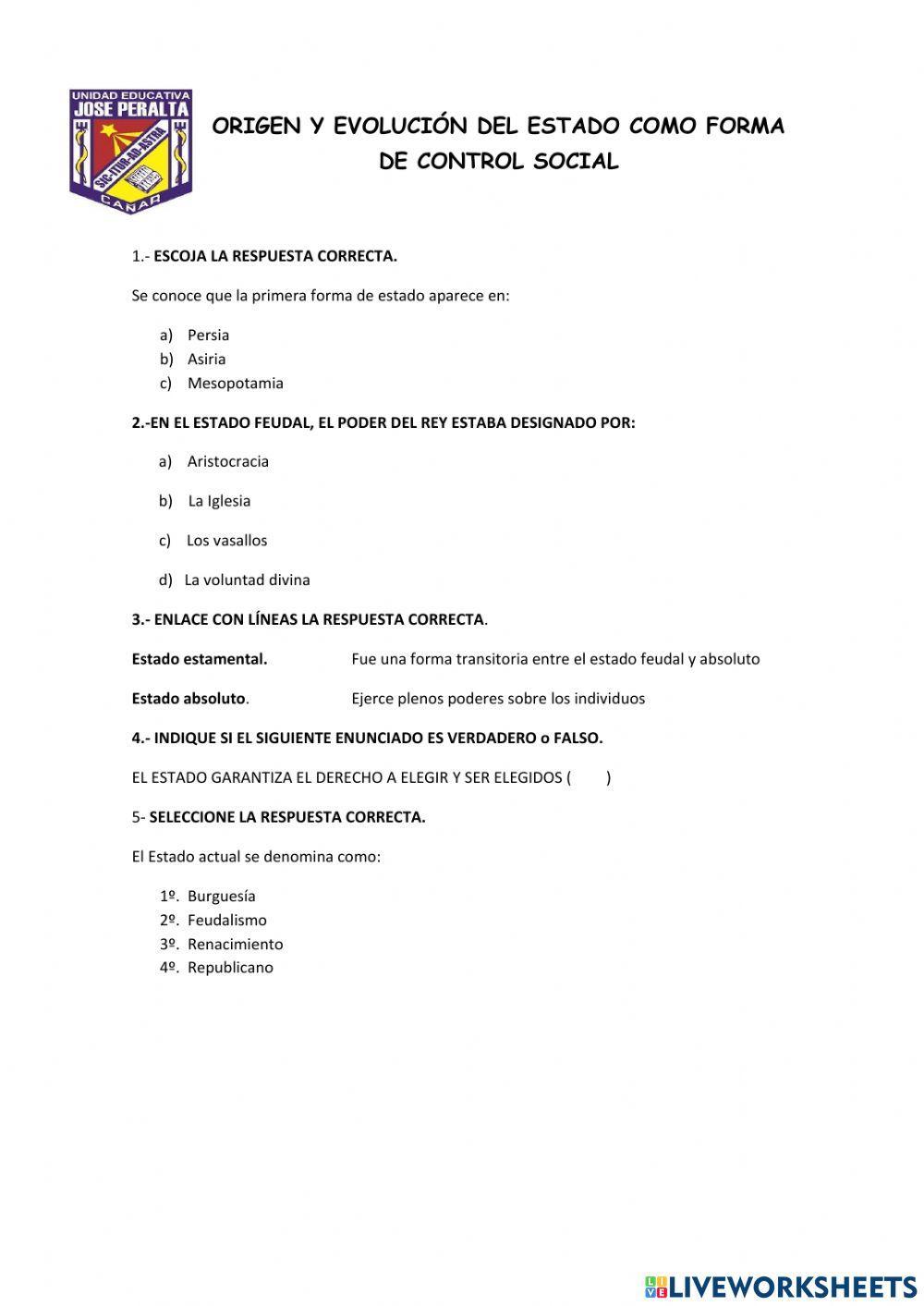 Origen y Evolución del Estado como forma de control social