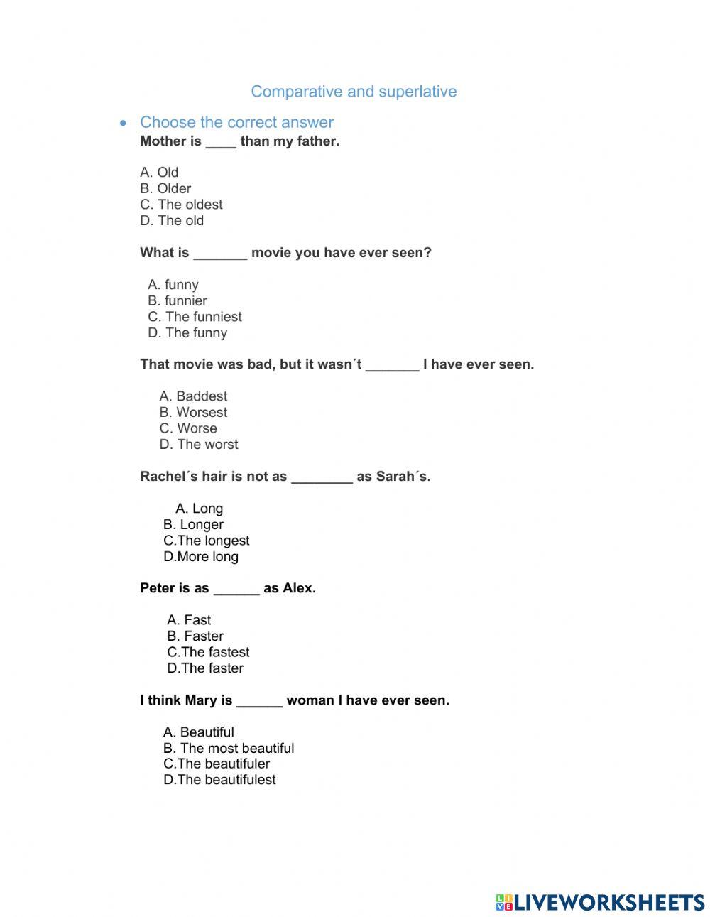 Comparative and superlative