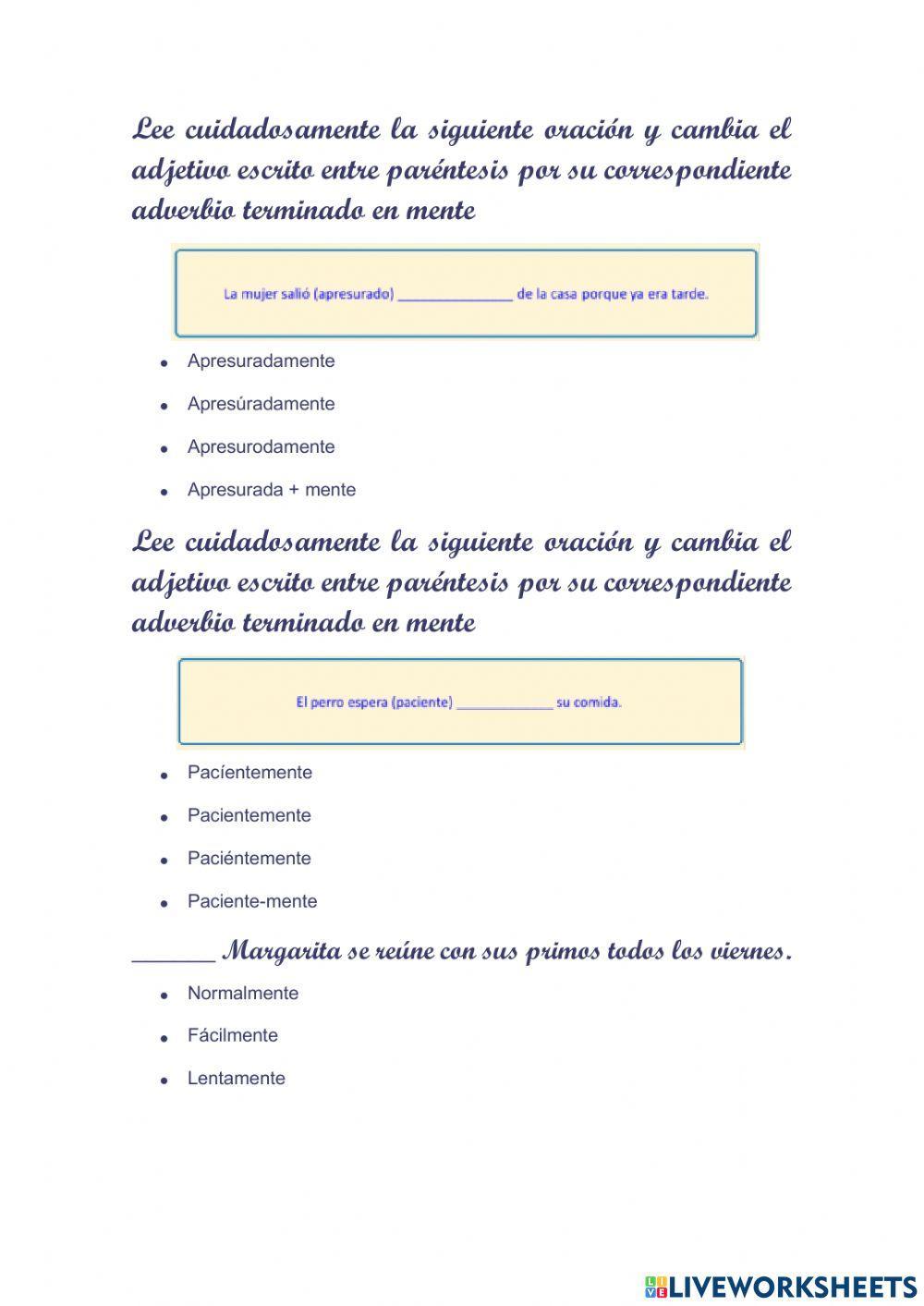 Uso de la tilde en adverbios terminados en mente