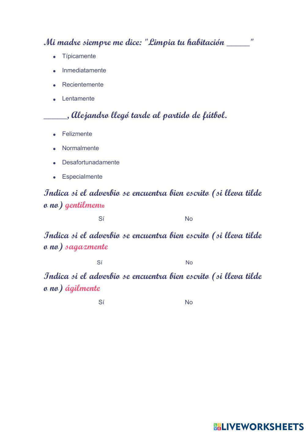 Uso de la tilde en adverbios terminados en mente