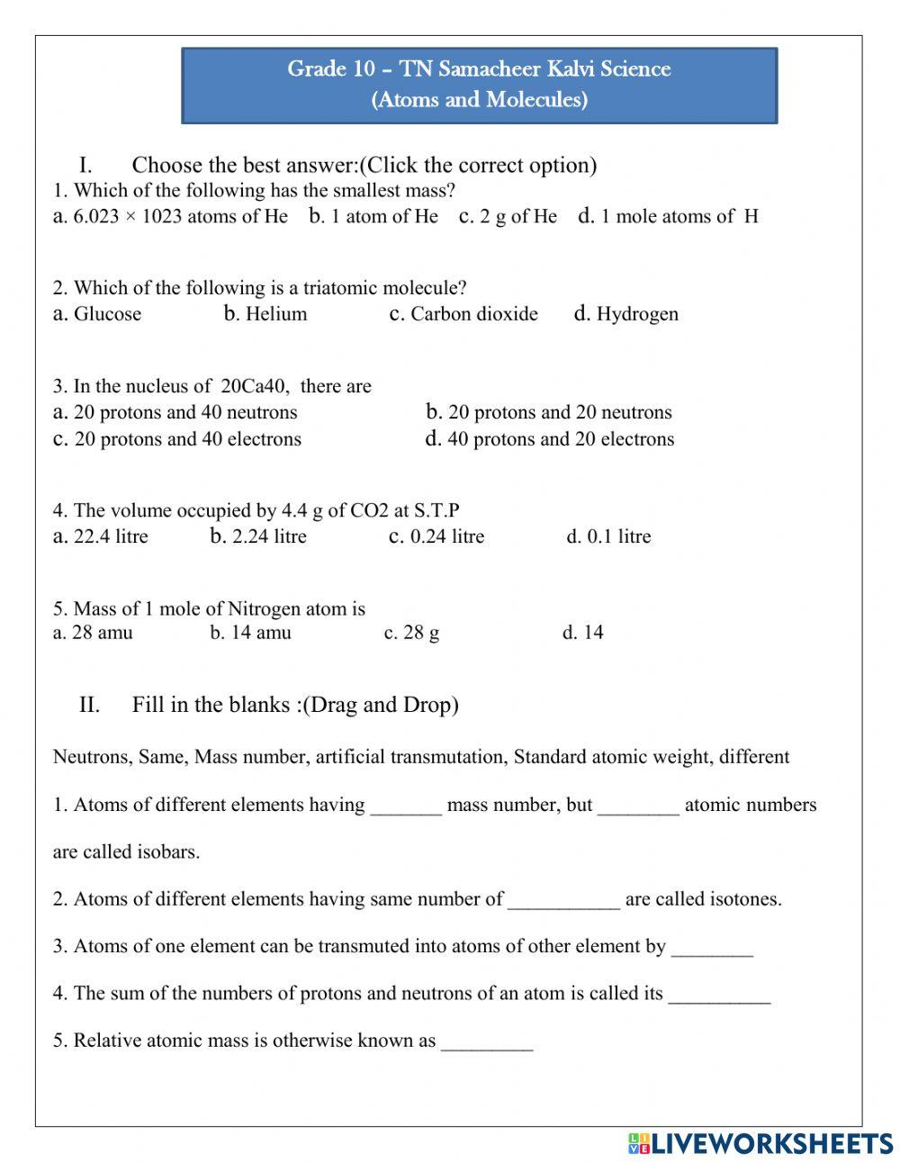 Atoms and Molecules