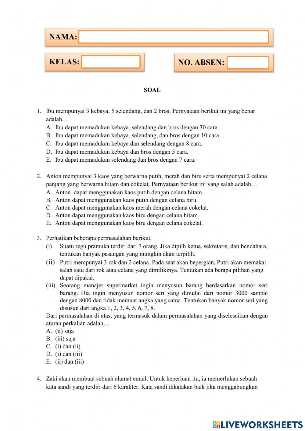 TES EVALUASI ATURAN PERKALIAN