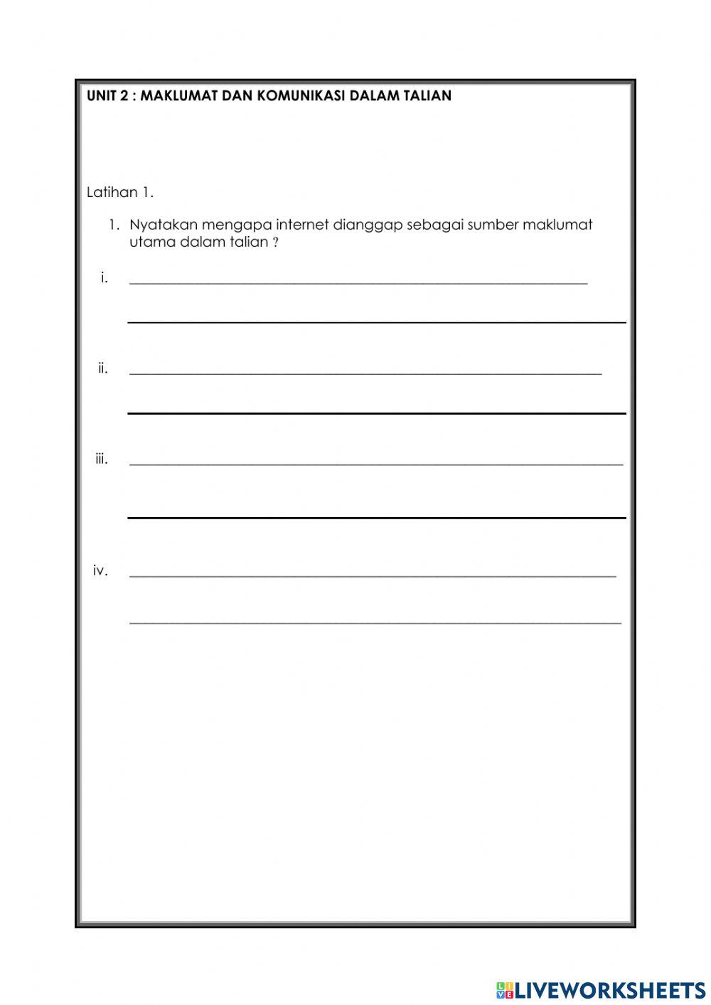 Unit 2 : maklumat dan komunikasi dalam talian