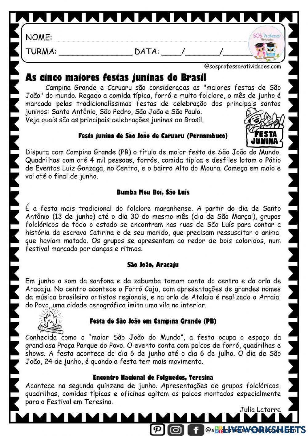 As cinco maiores festas juninas