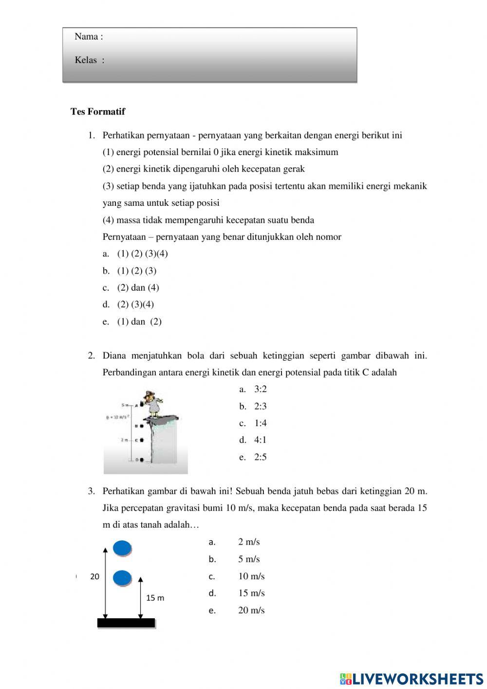 Tes formatif energi