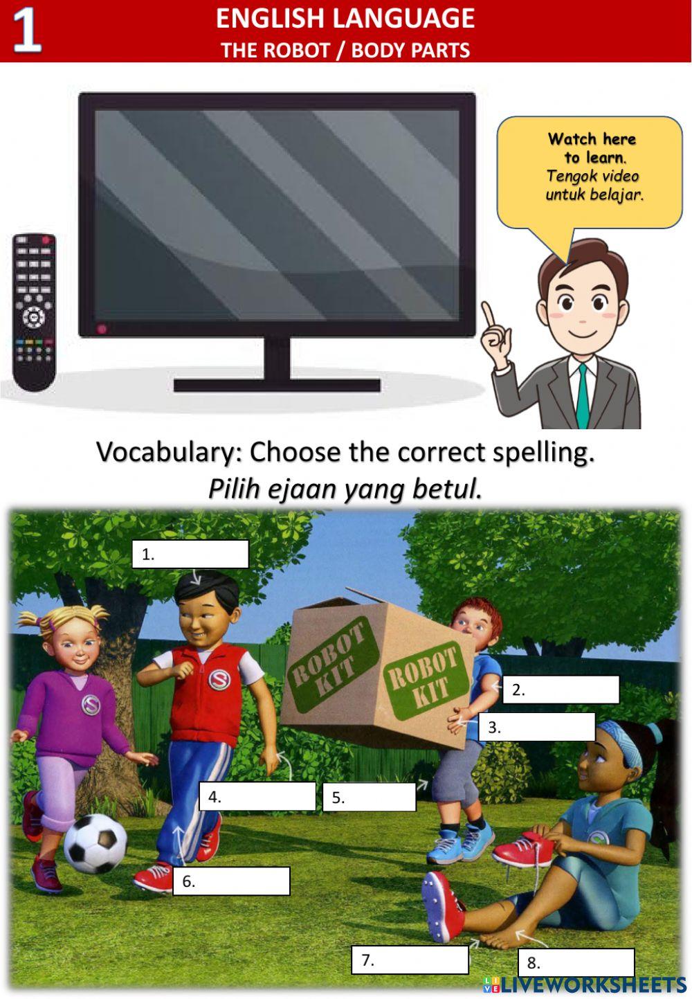 The robot-Parts of body- I can- I can't