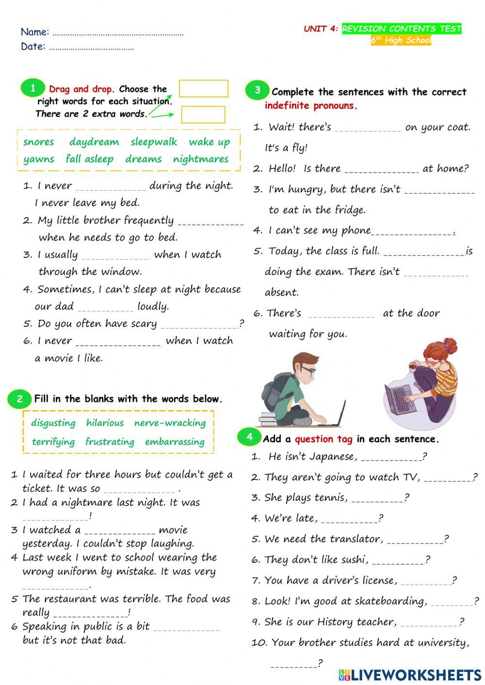 6th Unit 4 - Revision TEST