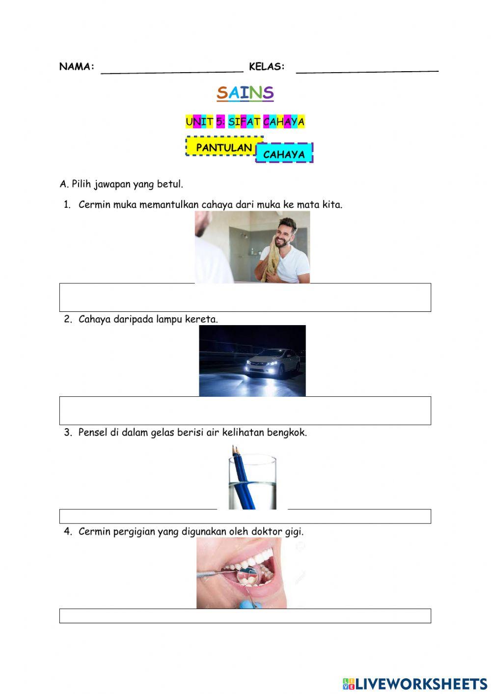 Sains Tahun 4 Unit 5: Sifat Cahaya