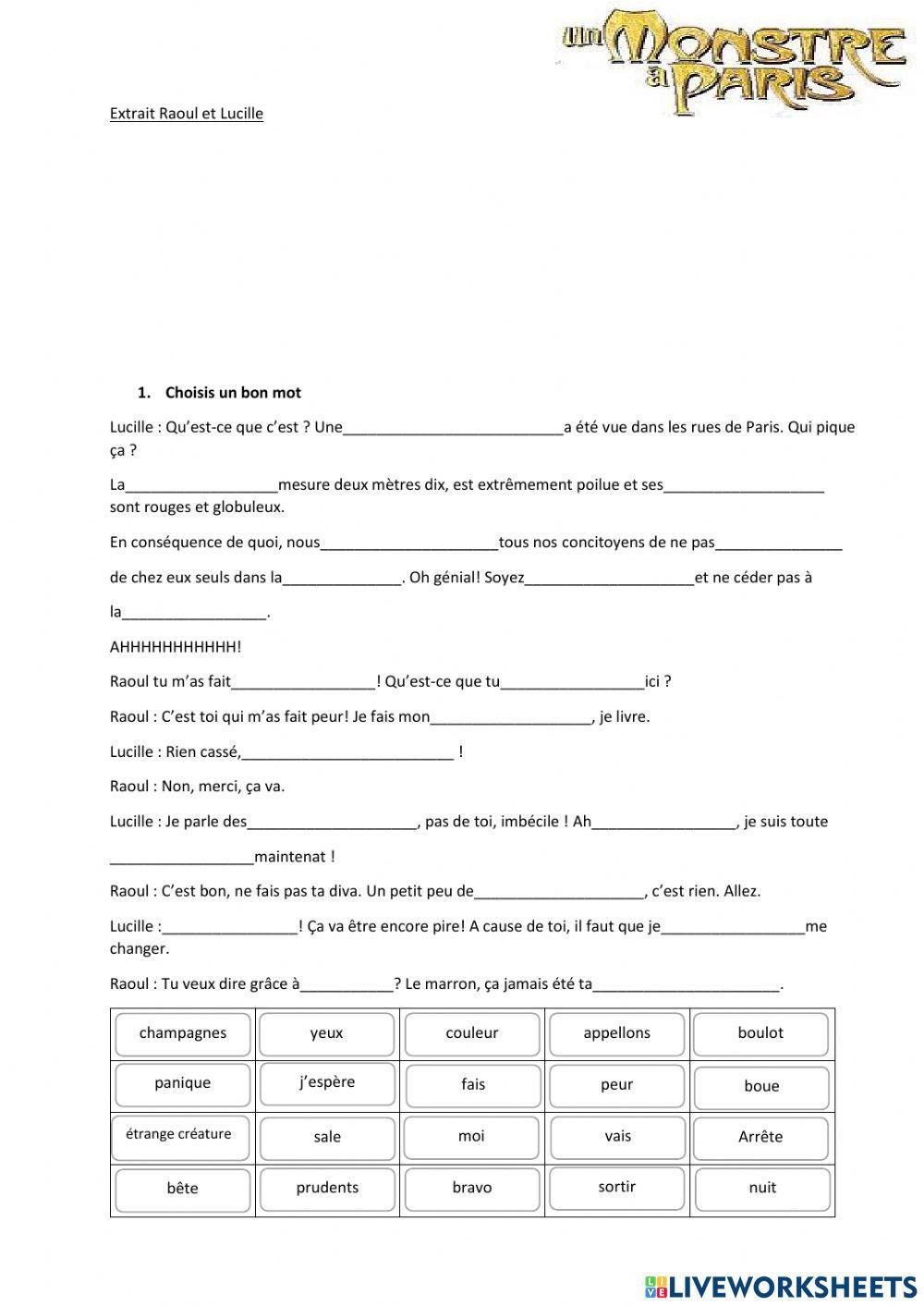 Monstre à Paris - Extrait Raoul et Lucille