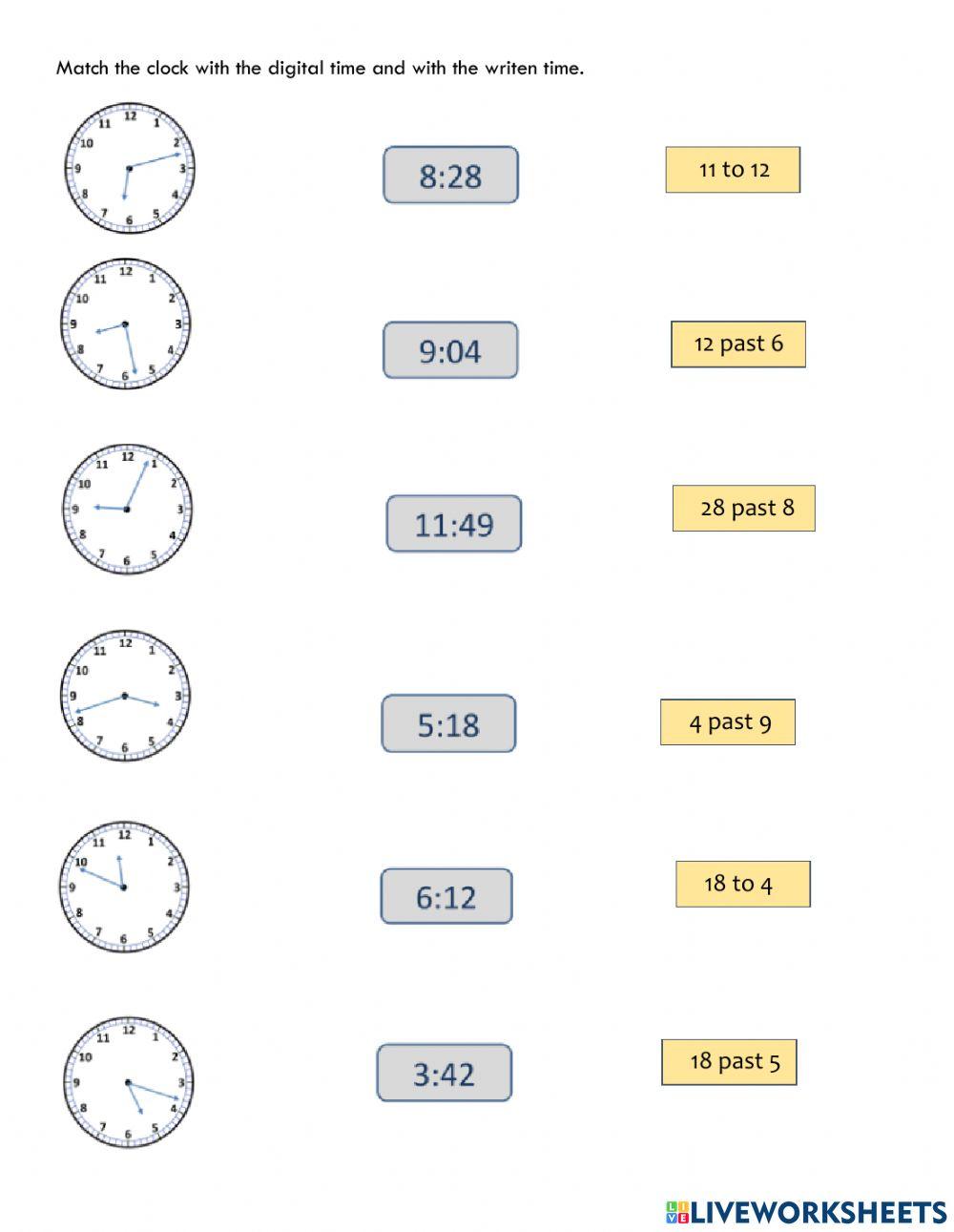 Units of time and telling time quiz
