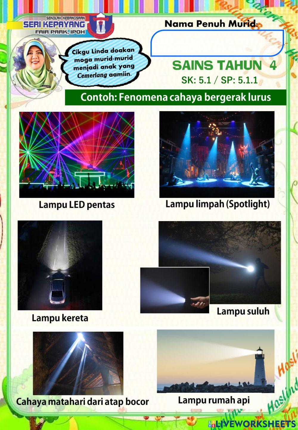 Sains Tahun 4 : Cahaya 5.1.1