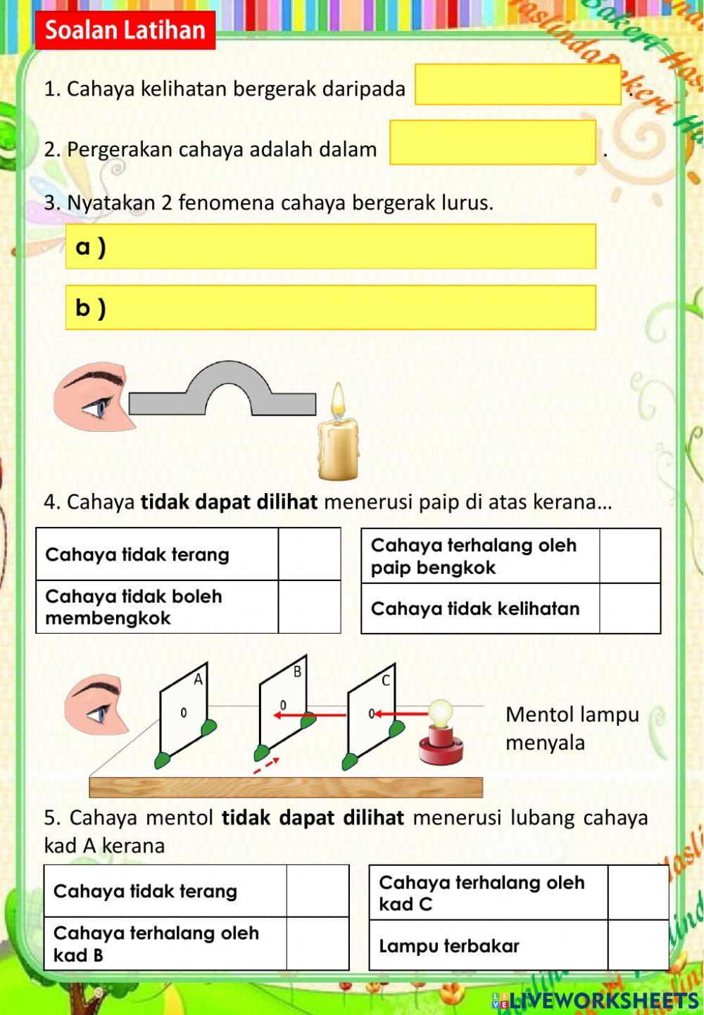 Sains Tahun 4 : Cahaya 5.1.1