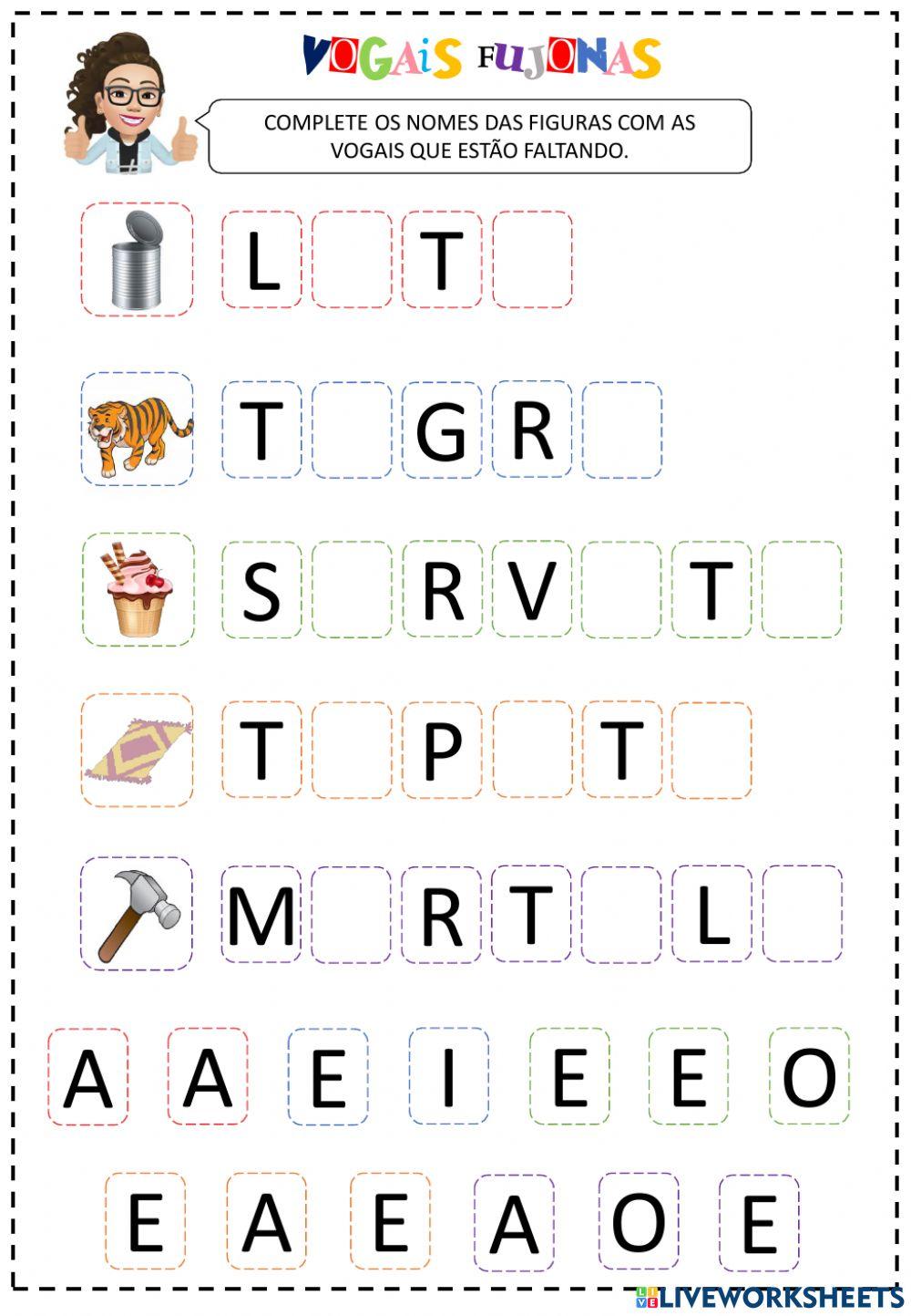 Vogais fujonas - letra T