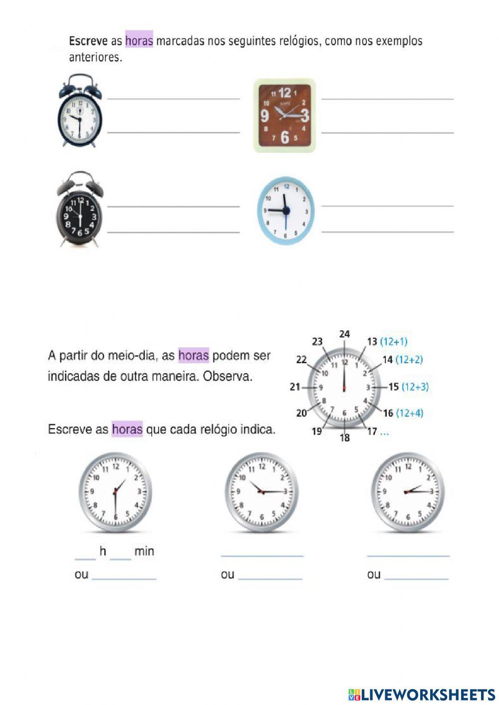Ficha das horas 2ºano