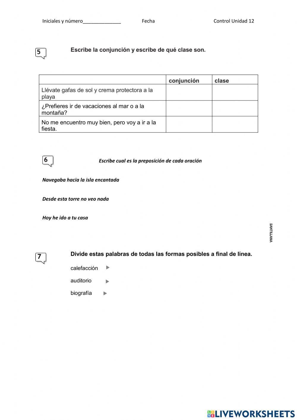 Control Unidad 12 Lengua