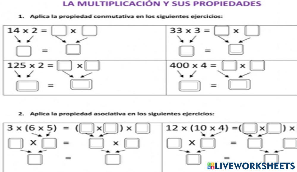 Propiedades de la multiplicación